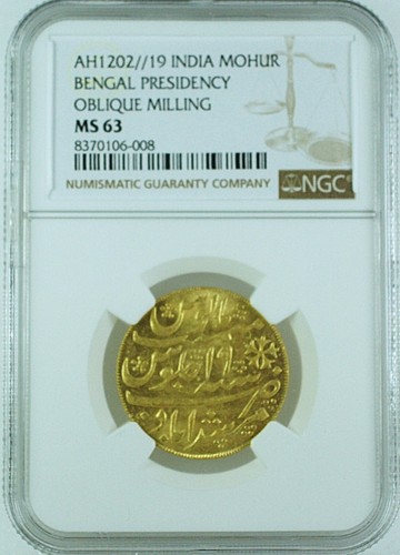 Indien AH1202 19 Bengal Presidency Gold Mohur NGC MS63