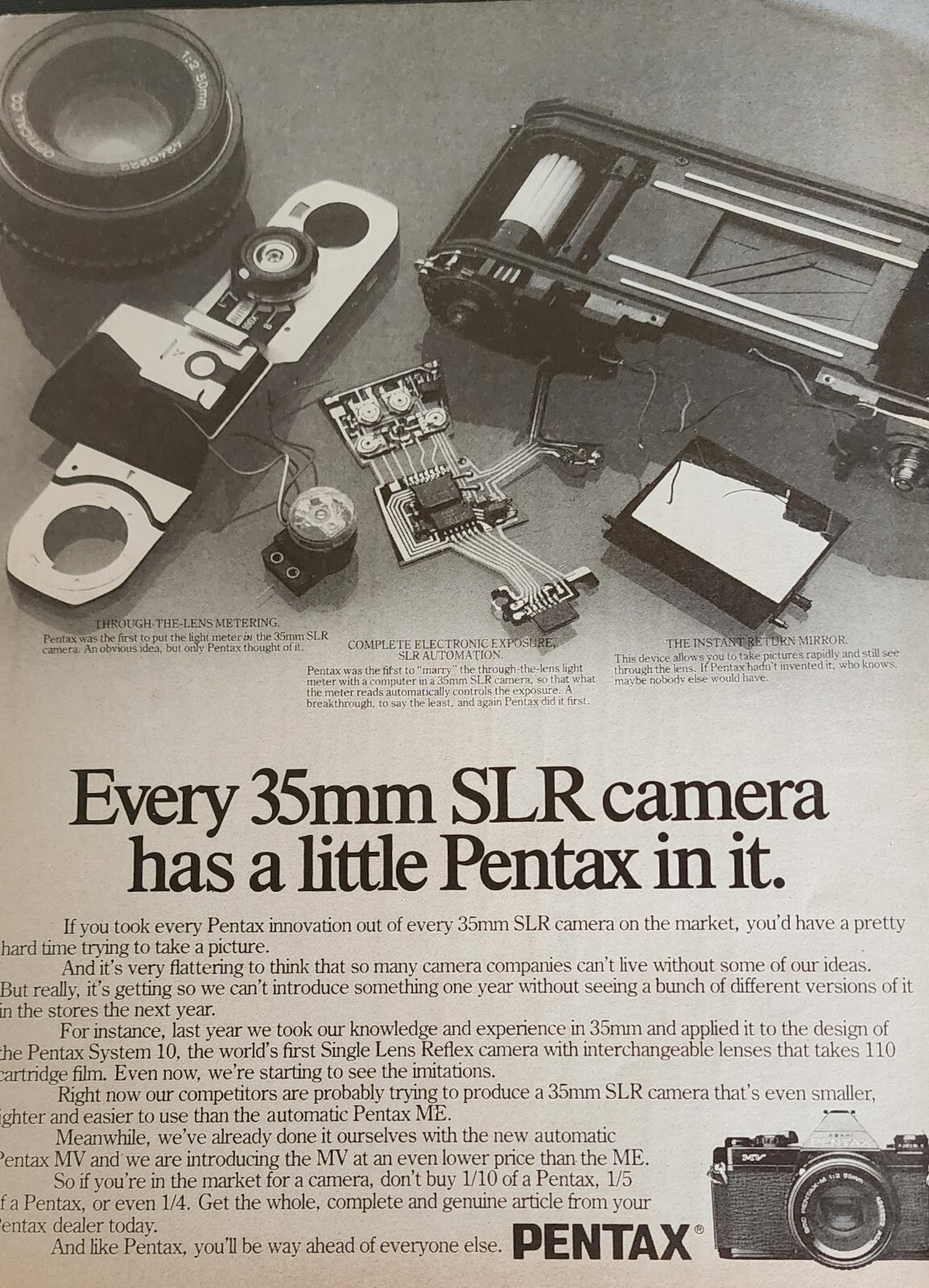 Pentax Camera Magazine Picture Ad Advertisement Vintage Wall Art Decor