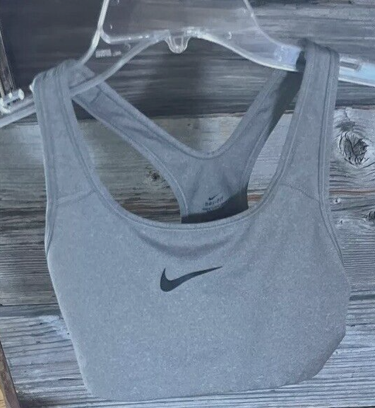 Nike Sports Bra Top Women's SMALL Gray Dri-Fit Training Workout Gym (No Padding)-image