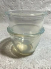 Vintage H.C. Fry Glass Co. HTF FOVAL Two 1927 Deep Pearl-Oven-Glass Custard-Cups