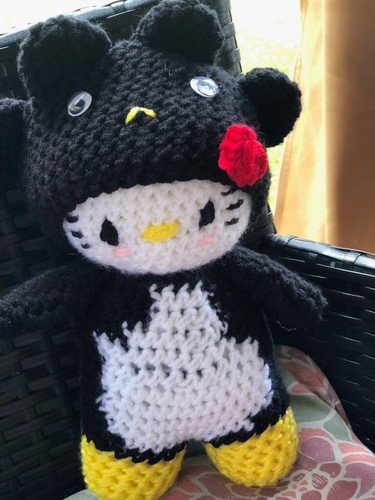 Handmade Crocheted Kitty In Penguin Suit Character Plush - Picture 2 of 3