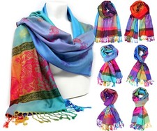 Elephant Print Colorful Soft and Silky Pashmina Scarf Shawl Rainbow Winter Wrap