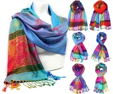 Elephant Print Colorful Soft and Silky Pashmina Scarf Shawl Rainbow Winter Wrap