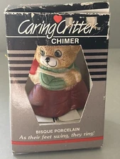 Handcrafted Caring Critter Chimer Bisque Porcelain Mom Carrying Baby Bear