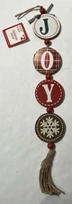 Christmas winter decor “JOY” hanging snowflake country farmhouse wood Doubleside