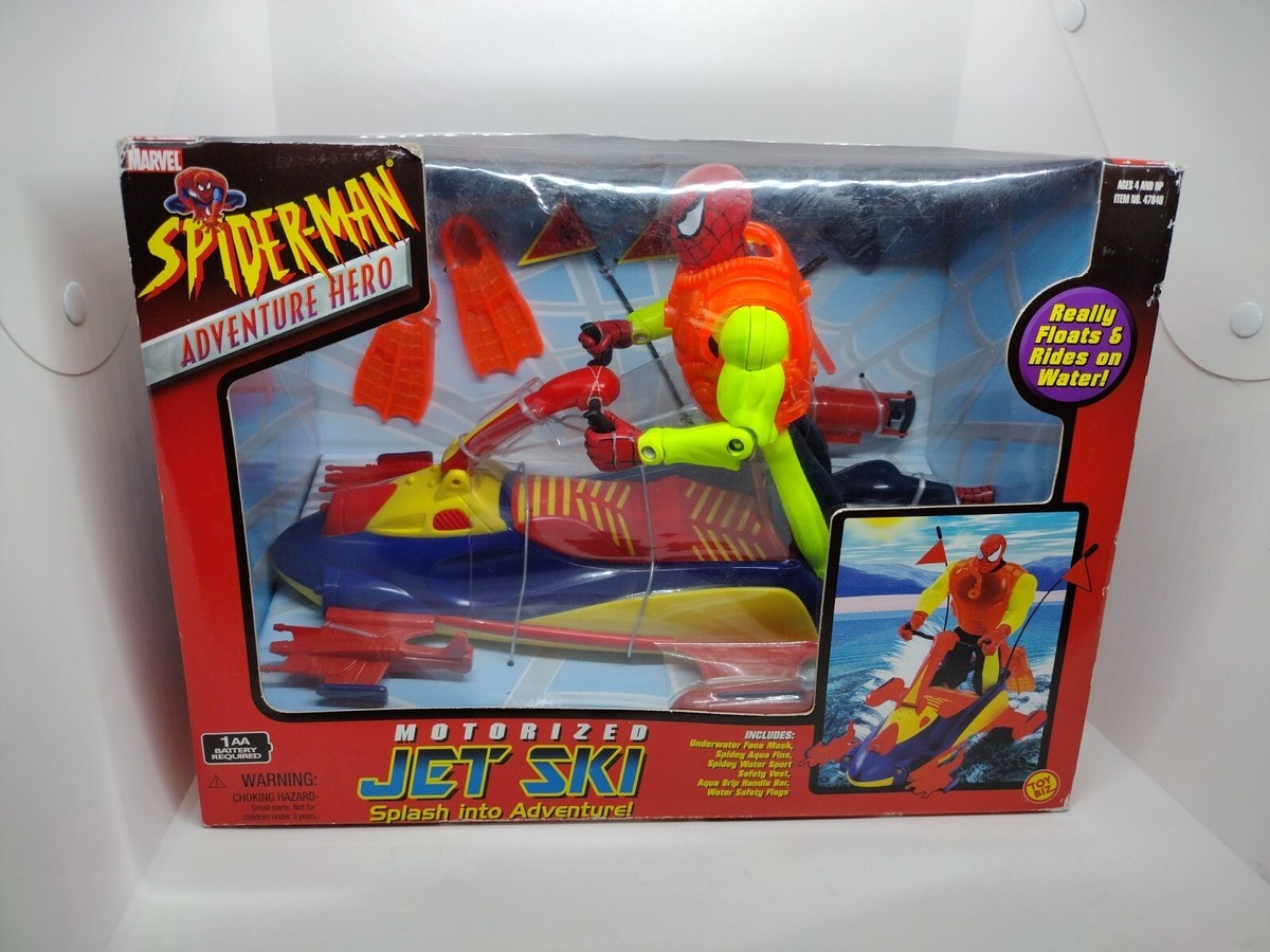 2001 Marvel Spider-Man Adventure Hero Jet Ski Motorized Figure Toy 