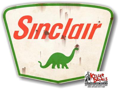 (SINC-7R) 24'' RUSTY SINCLAIR SHIELD decal lubster gas pump gasoline oil man cave