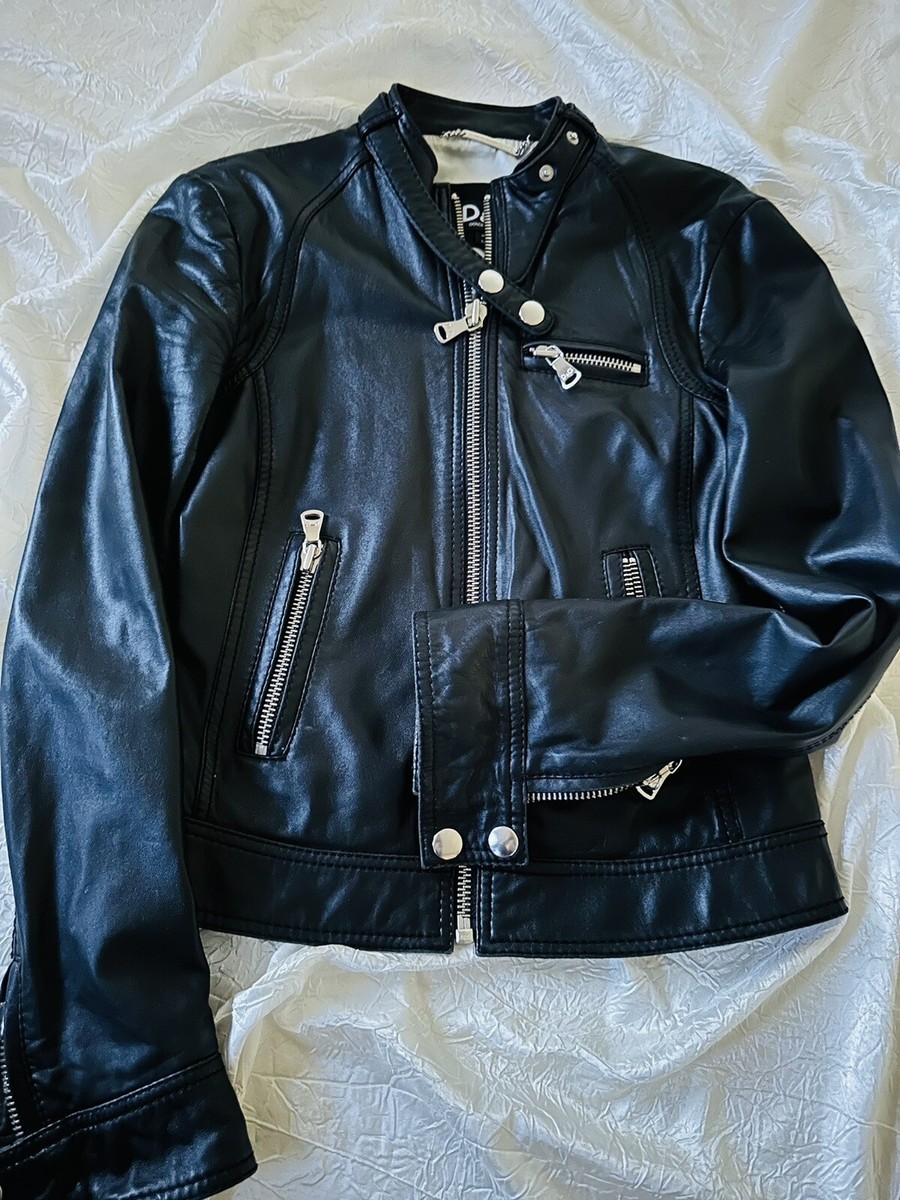 Dolce Gabbana Leather Motorcycle Jacket Black Lambskin Early Dolce Gabbana Leather Motorcycle Jacket Black Lambskin Early
