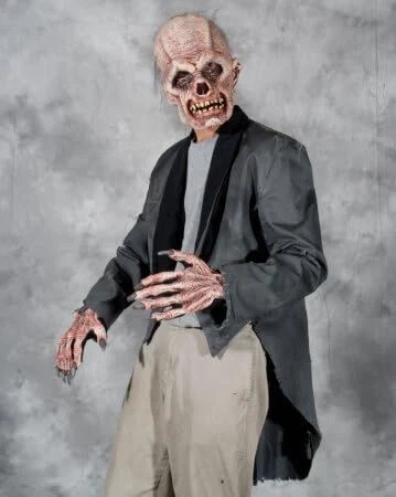 Esmoquin podrido esqueleto zombi gris gris disfraz elegante Halloween adulto Foto 2 de 2