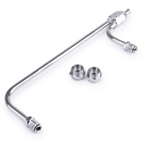 Chrome Dual Feed Fuel Line For Holley Carburetor 4150 Double Pumper 3/8 Hose SBC - Picture 6 of 12