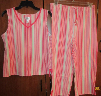 Classic Elements 2 Piece PJ Top L 14 16 Cotton Spandex Bust 41 L 23 Pant M 10 12