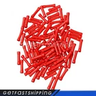 100Pcs Red Butt Wire Connectors Crimp Terminals Electrical 22-18 AWG NEW