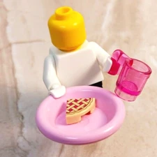New LEGO Pie and Coffee Mug PINK Set Restaurant Food Take Out Plate Off Day Fun