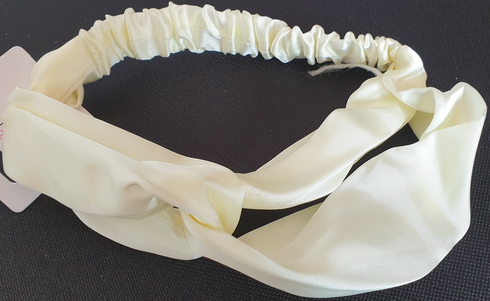 NEW Pastel Yellow Vegan Silk Link Detail Headband Bandeaux Childrens Girls Hair