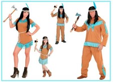 Indianer Familie Indianerin Junge Damen Herren Mädchen Kostüm  Apache Beige