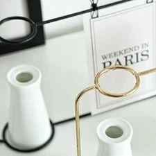 Arflo Picture Frame Stand Ceramic Flower Vase Metal Desktop Frame for Decoration