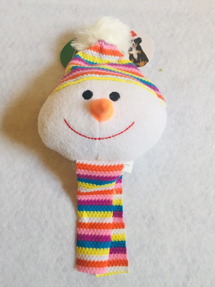 Dog Toy Christmas Snowball with Hat & Scarf Squeaker Toys 7" Ethical Pet Holiday - Image 4 of 4