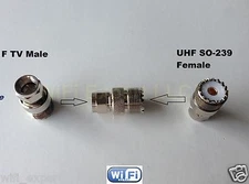 1x F TV Male plug to UHF SO239 SO-239 Female RF coaxial Adapter RF Connector USA