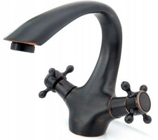 Robinet Salle De Bain Mitigeur Lavabo Noir Ancien Manettes Croisillons