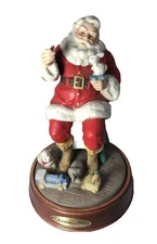 1990 COCA-COLA Santa Music Box Wood Base By Willitts Galleries Petula, CA
