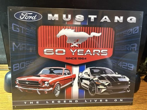 Vintage Retro 60 YEARS FORD MUSTANG 64-24  Metal/Tin Sign 12”x16” NIP MADE USA!!