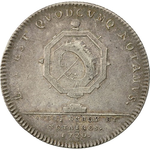 [#552230] Frankrijk, Token, Louis XV, Notaires Royaux de Paris, 1720, ZF+, Zilve - Afbeelding 2 van 2