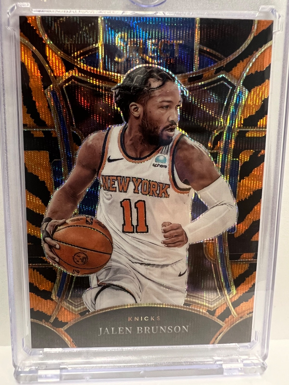 2023-24 Panini Select Jalen Brunson Tiger Prizms #394 Mezzanine New York Knicks