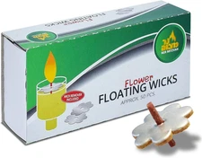 Ner Mitzvah Flower Shaped Floating Wicks - 50 Count (Approx.), Cotton...