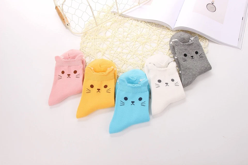 Jeasona Women's Cat Socks Cat Gifts Cute Animal Socks Dog Owl Gifts for Women - Image 3 of 4