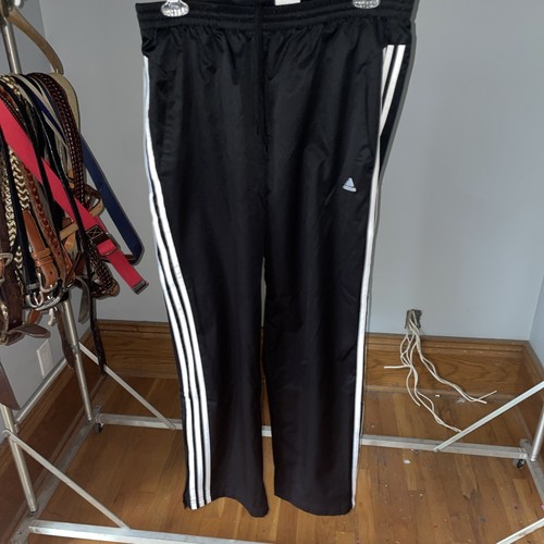 Vintage Adidas Track Pants Mens Large Windbreaker Nylon Ankle Zip Pockets Y2K