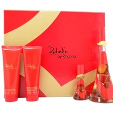 Rebelle Rihanna Women's 4 pc 3.4oz  0.5oz EDP, 3oz Body lotion, 3oz Shower Gel