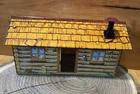 vintage Marx 1950's Log Cabin Western TIN litho  RARE POT BELLY stove Chimney