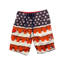 O'Neill Mens Swim Trunks Board Shorts Red Cup Coin Print Size 30