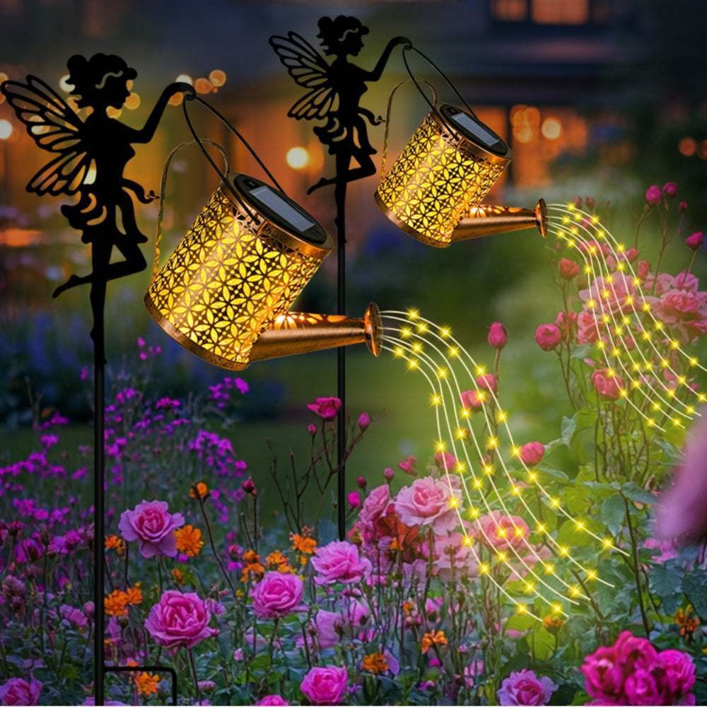 Solar Watering Can Light Outdoor Garden Waterproof Hanging LED String Landscape