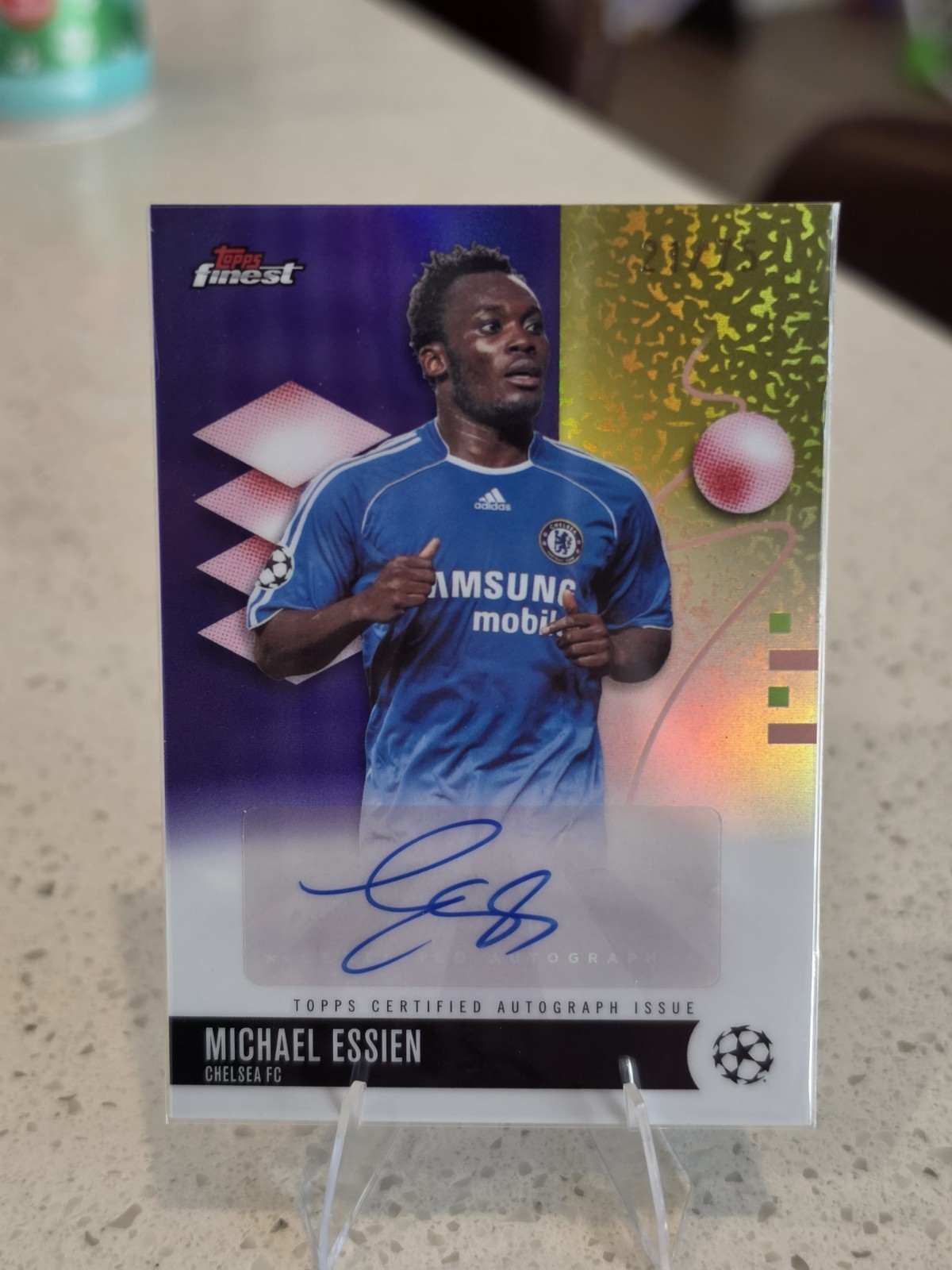 25/26 Topps Finest UEFA Club Competitions Michael Essien Purple SP Auto /75 view 1