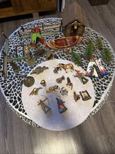 lineol elastolin Wild West Konvolut DDR 40er  Masse Figuren Indianer Felsen Holz