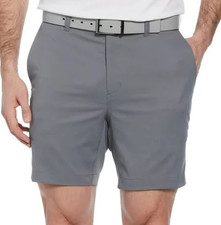 PGA Tour Golf Shorts Mens 44 Solid Gray Flat Front Active Gripper Waistband New