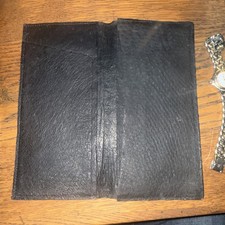 Ostrich Leather Checkbook Wallet Black
