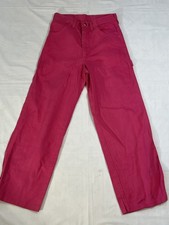 Vintage Wrangler Pants Womens Junior 7 Pink Carpenter Workwear Made in USA 90s