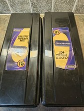 2 Plastic Stackable Cassette Tape Storage Boxes 2001 1 Holds 15 Each