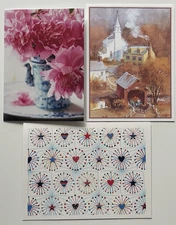 Lot of 3 Blank Note Cards With Envelopes Any Occasion