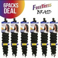  6-Pack FREETRESS SYNTHETIC CROCHET BRAIDS - DEEP TWIST BULK 22" Color 1B