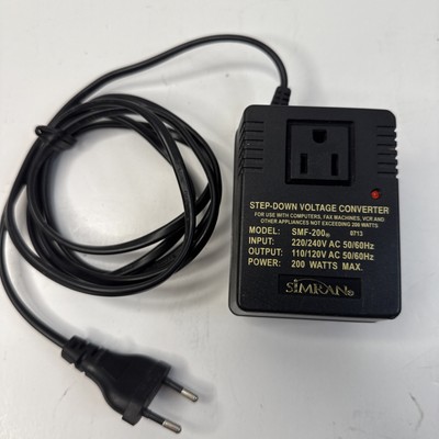 Simran 200 Watt Compact Step Down Transformer 220V to 110V AC Converter EU Plug