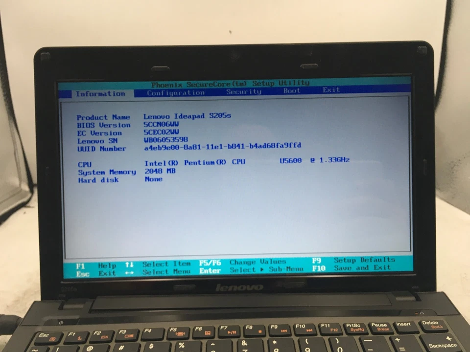 LENOVO IDEAPAD S205A - BOOTS TO BIOS - INTEL PENTIUM U5600 - 2GB RAM - READ - BB - Image 2 of 4