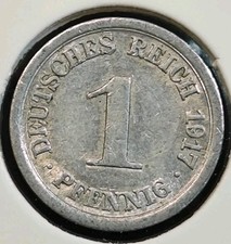 Deutschland 1 Pfennig 1917 A-Wilhelm II type 1-large shield in SS Erhaltu#18/126