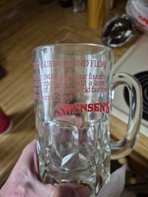 Vintage Swensens Ice Cream Parlor Thick Heavy Glass Root Beer Float Mug RARE HtF
