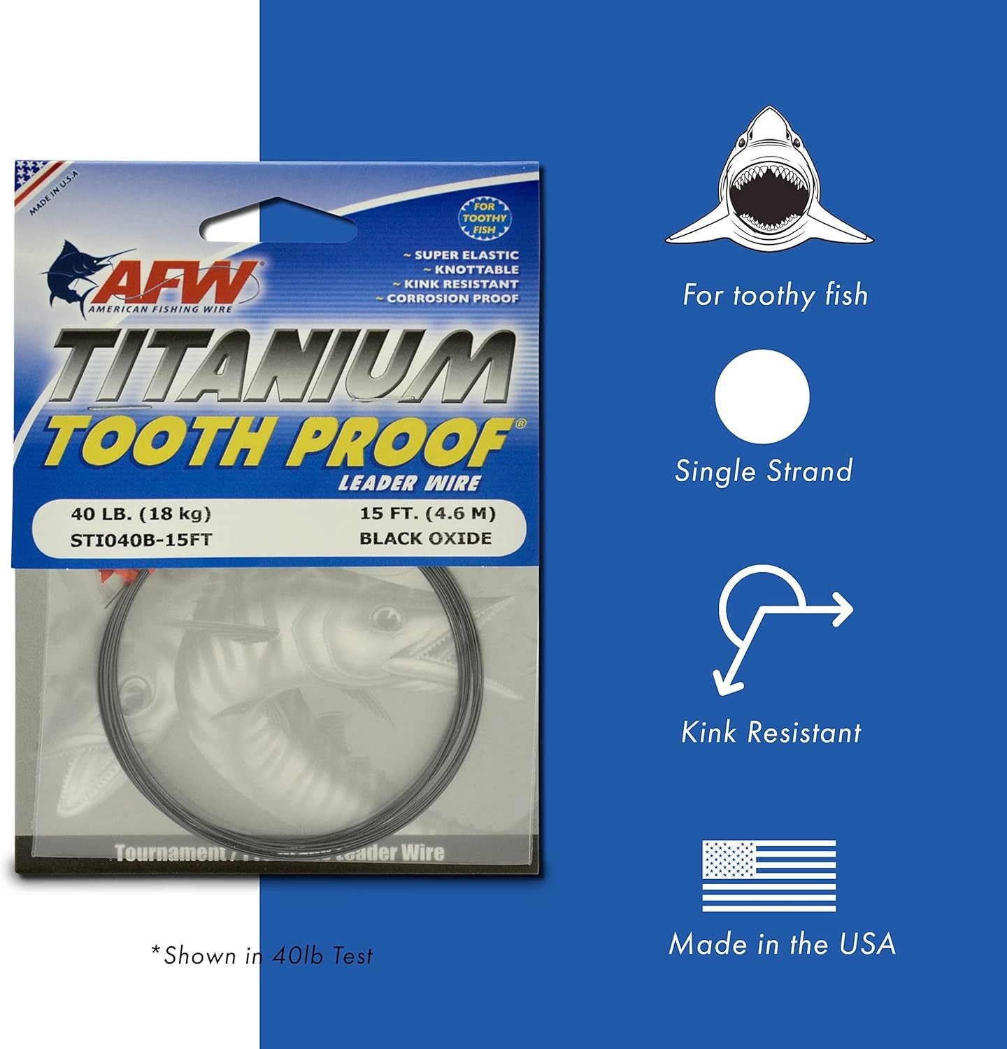American Fishing Titanium Tooth Proof Single 15-Pound Test/15-Feet, Clear 