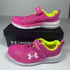 Under Armour Assert 10 AC Shoes Girls 2Y Pink Yellow Sneakers 3026190-652