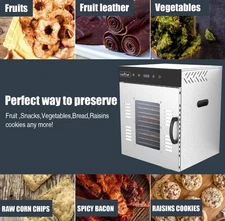 NutriChef 14 Tray Commercial Food Dehydrator Homemade Jerky STAINLESS 1000 Watts