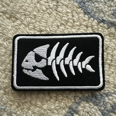 LONEWOLF1852 FISH BONES 2x3 Morale Patch Hook Backing Brand New